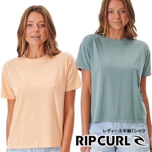 Tシャツ　半袖　トップス　レディース　RIPCURL　リップカール　シンプル　トレーニング　ロゴ　コットン　夏　海　女性用　サーフィン　GTEHA9｜srsshop