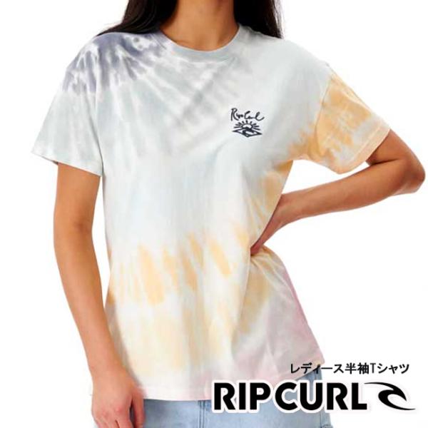 Tシャツ　半袖　トップス　レディース　RIPCURL　リップカール　タイダイプリント　トレーニング　...