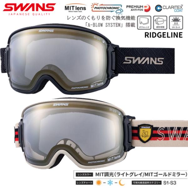 SWANS スワンズ RIDGELINE MIT 調光ミラー スノーゴーグル  眼鏡対応 くもり止め...