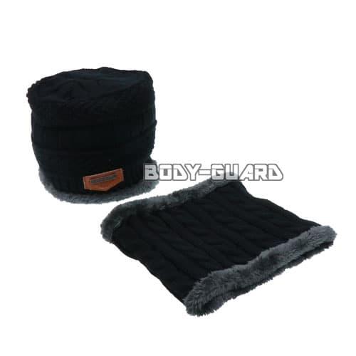 ニット帽&amp;ネックウォーマー　all-match　2点セット　ブラック