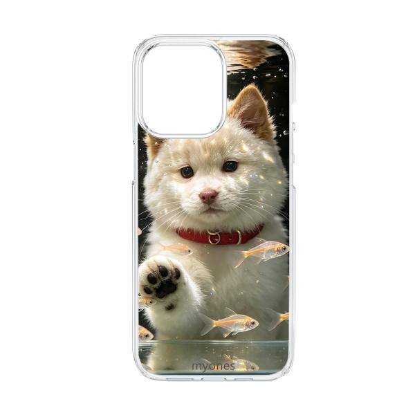 AQUOS R7 SH-52C クリア ハードケース(ワンちゃんと魚)犬 白いワンちゃん puppy...