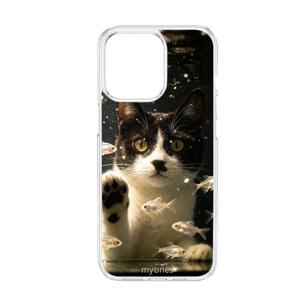 AQUOS R8 SH-52D クリア ハードケース(ハチワレと魚)猫 ハチワレ ネコ 魚 水族館 ...