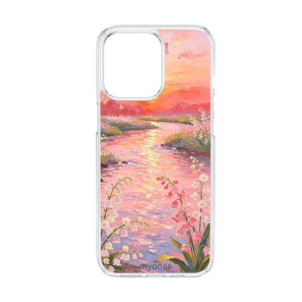 AQUOS R7 SH-52C クリア ハードケース (夕焼け空) 鈴蘭 油絵風 すずらん 風景 夕...