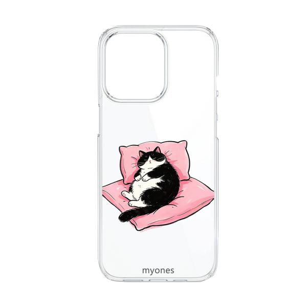 AQUOS R8 SH-52D クリア ハードケース (くつろぐ猫) 猫 ハチワレ 眠る クッション...