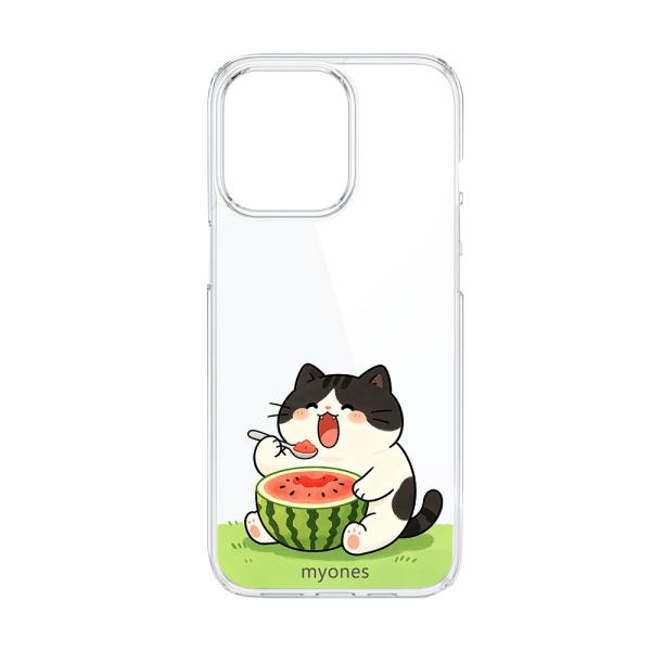 AQUOS R8 SH-52D クリア ハードケース (ねこの夏) 可愛い 猫 ハチワレ スイカ 夏...
