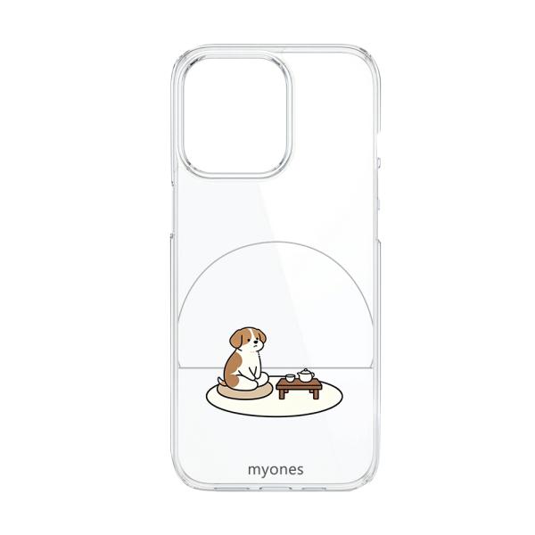 AQUOS R8 SH-52D クリア ハードケース (お茶を楽しむ犬) 犬 いぬ 和風 お茶 畳 ...
