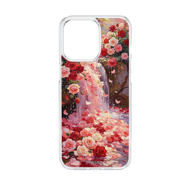 AQUOS R7 SH-52C クリア ハードケース (バラの滝) 薔薇 バラ 可愛い 花柄 油絵風...