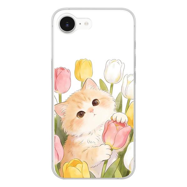 AQUOS R7 SH-52C クリア ハードケース (ゴールデン) ゴールデンねこ 花 チューリッ...