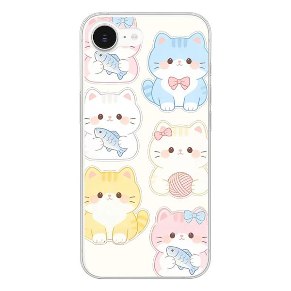 AQUOS R7 SH-52C クリア ハードケース (癒し系のねこ) かわいい 猫 イラスト ゆる...