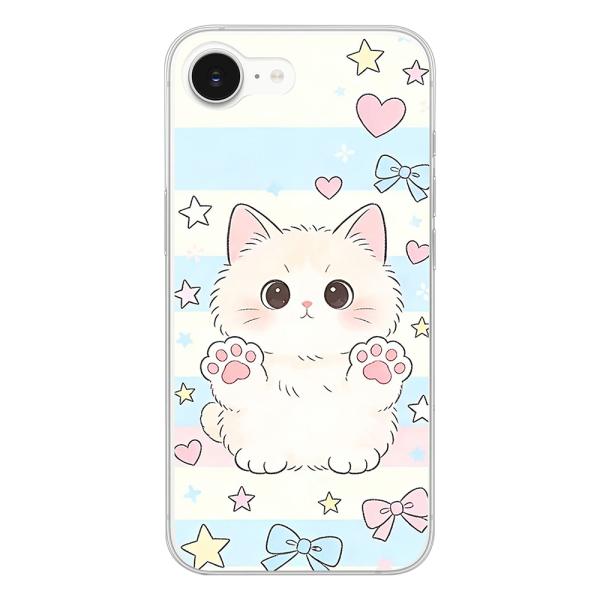AQUOS R8 SH-52D クリア ハードケース (白ねこ) 白猫 ハート 肉球 星 かわいい