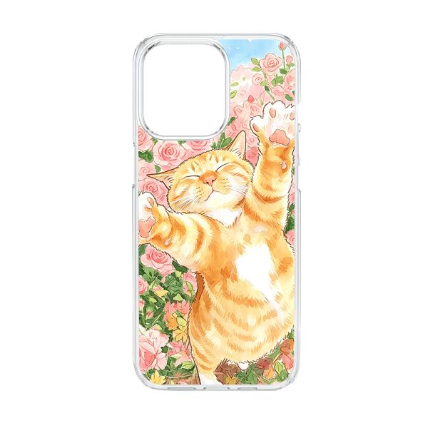 AQUOS R7 SH-52C クリア ハードケース (茶トラ猫とバラ) 水彩画風 猫 可愛い おし...