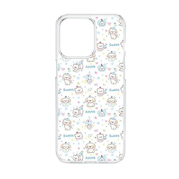 AQUOS R7 SH-52C クリア ハードケース (いぬとりんご)犬 総柄 可愛い おしゃれ 癒...