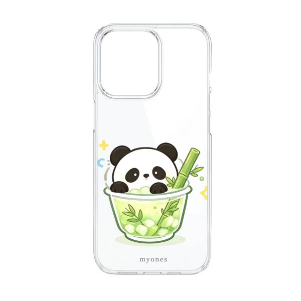 AQUOS R8 SH-52D クリア ハードケース (パンダと竹) パンダ イラスト 可愛い お茶...