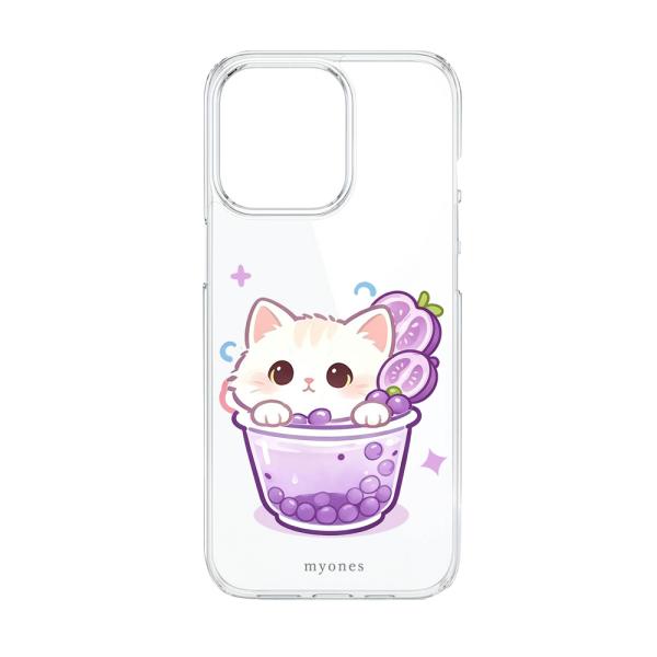 AQUOS R8 SH-52D クリア ハードケース (猫とぶどう) 猫 イラスト 可愛い ぶどう ...