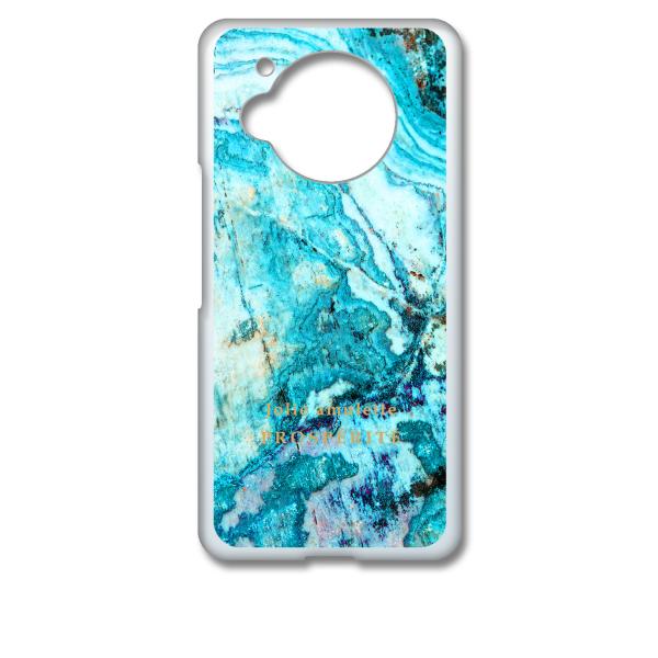 AQUOS R7 SH-52C クリア ハードケース 大理石 (ブルーターコイズ) マーブル ストー...