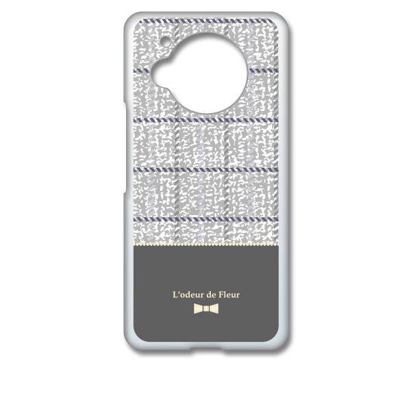 AQUOS R7 SH-52C クリア ハードケース (ツイード風 チャコール) リボン