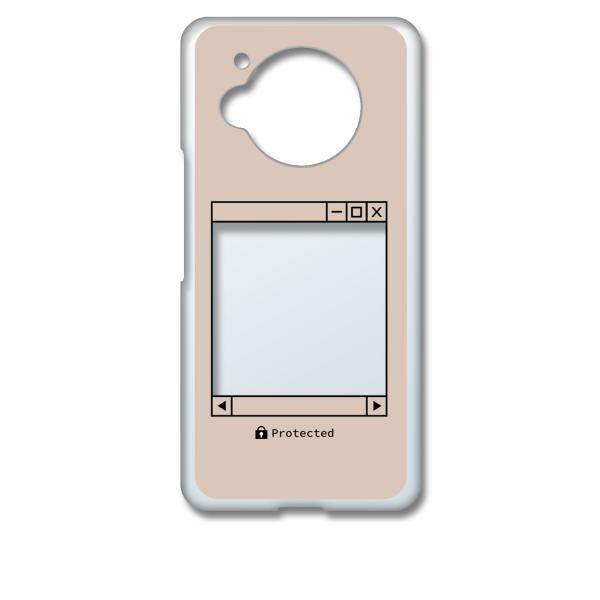 AQUOS R7 SH-52C クリア ハードケース (ベージュ) レトロパソコン風 フォトフレーム...