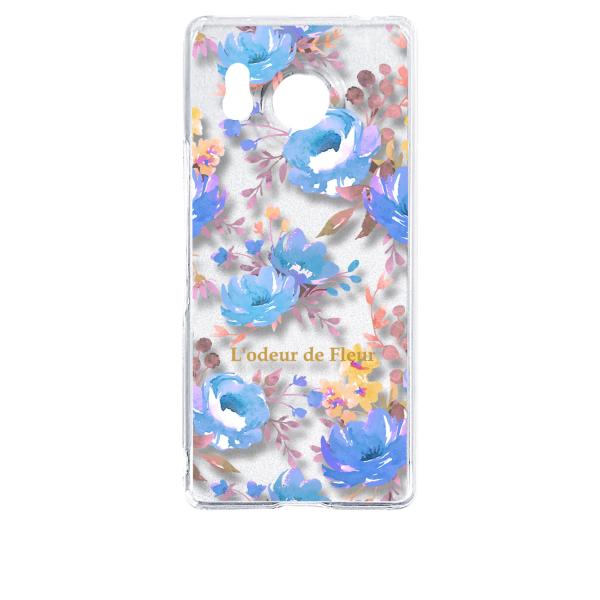 AQUOS R8 SH-52D クリア ハードケース  (ピオニーブルー) 花柄 フラワー ボタニカ...