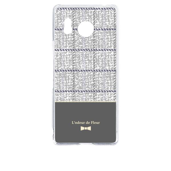 AQUOS R8 SH-52D クリア ハードケース (ツイード風 チャコール) リボン