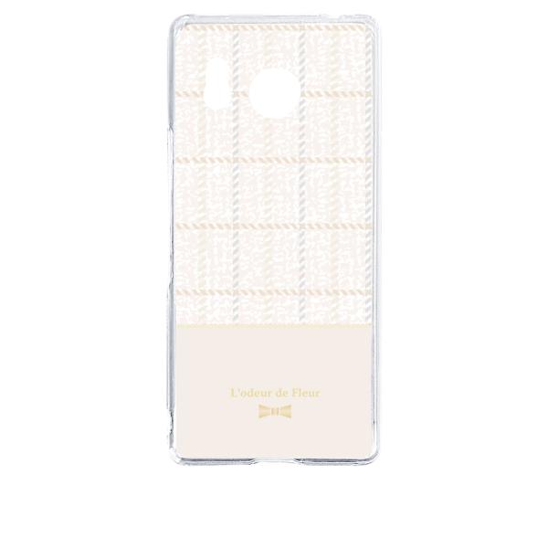 AQUOS R8 SH-52D クリア ハードケース (ツイード風 アイボリー) リボン