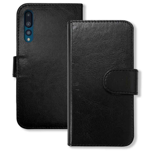 HUAWEI P20 Pro HW-01K スマホケース（ブラック）手帳型 PUレザー 無地 ケース...