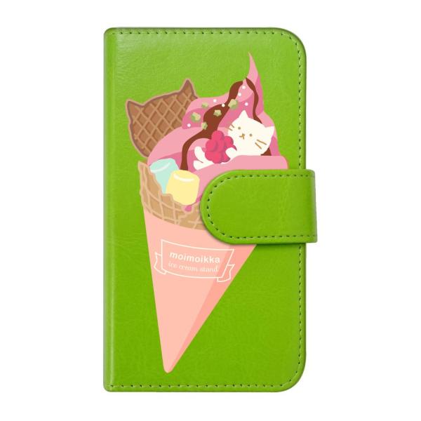 SHG02 AQUOS zero5G basic DX 手帳型 ケース (ねこアイス / グリーン)...
