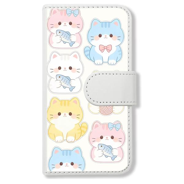AQUOS zero5G basic DX SHG02 手帳型(ホワイトｘ癒し系のねこ) かわいい ...