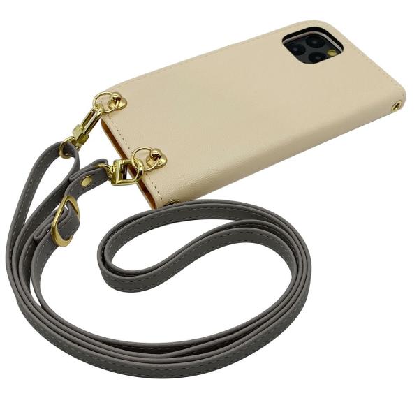 Galaxy S21 Ultra 5G SC-52B スマホショルダー（手帳クリーム×ストラップ:ア...