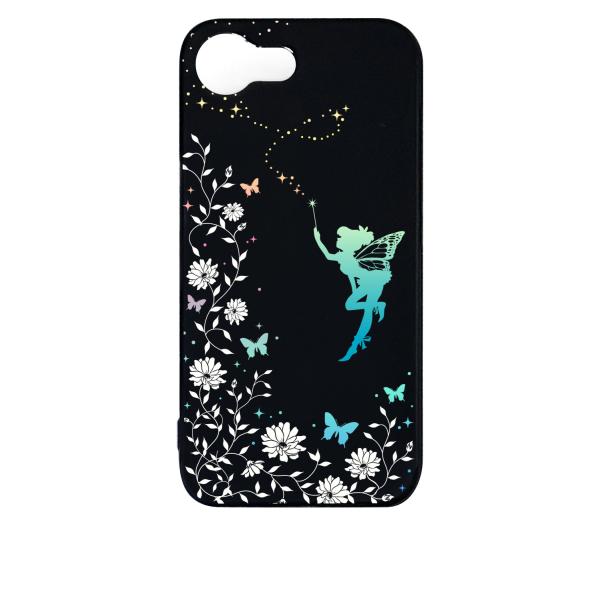 iPhone16e アイフォン16e ブラック ハードケース フェアリー キラキラ 妖精 花柄 蝶
