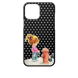 iPhone13 Pro Max アイフォン13プロマックス ブラック ハードケース 犬と女の子 レ...