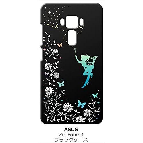 zenfone3 ブラック ハードケース フェアリー キラキラ 妖精 花柄 蝶