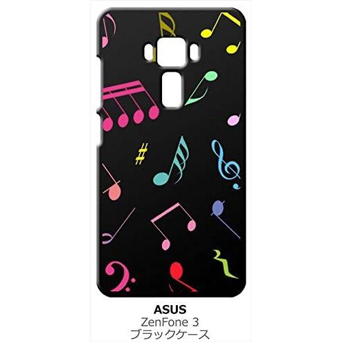 zenfone3 ブラック ハードケース 音符 ト音記号 カラフル