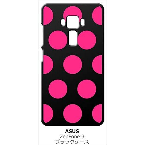 zenfone3 ブラック ハードケース 大 ドット柄 水玉 ピンク