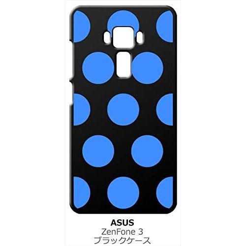 zenfone3 ブラック ハードケース 大 ドット柄 水玉 ブルー