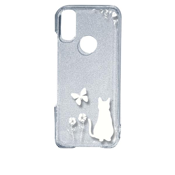 Android One S10 アンドロイドワンS10 クリア ハードケース 猫 ネコ 花柄 a02...