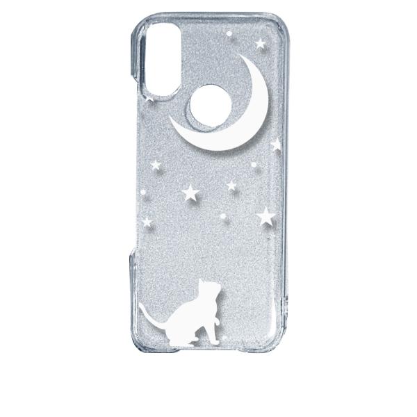 Android One S10 アンドロイドワンS10 クリア ハードケース 猫 ネコ 月 星 夜空...