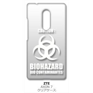 AXON 7 ZTE クリア ハードケース バイオハザード BIOHAZARD ロゴ （ホワイト） カバー ジャケット スマートフォン スマホケース｜ss-link