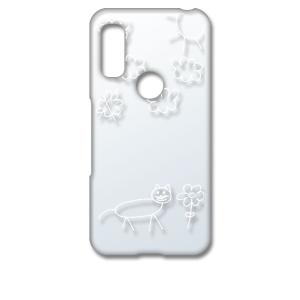 arrows We F-51B FCG01 アローズウィー クリア ハードケース 猫 ネコ 落書き 花 （ホワイト） カバー ジャケット スマートフォン ス