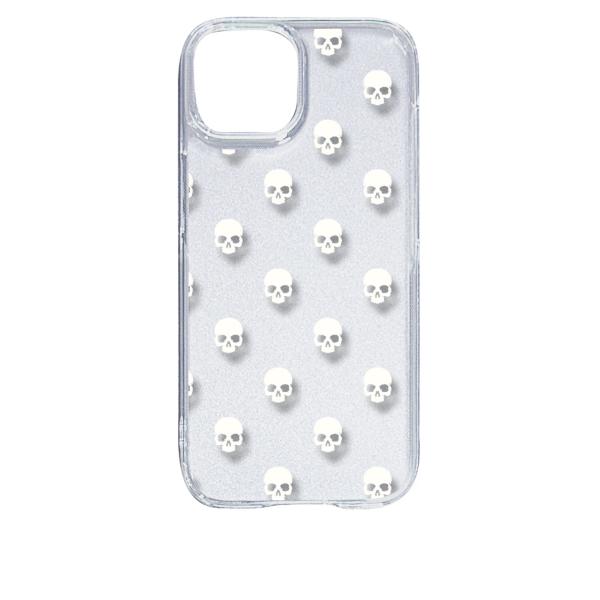 iPhone15 アイフォン15 クリア ハードケース スカル ドクロ 骸骨 ドット ホワイト スマ...