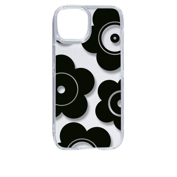 iPhone15 アイフォン15 クリア ハードケース t026-ブラック 花柄 マリメッコ風 スマ...