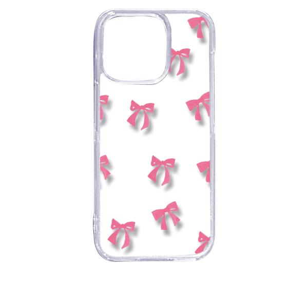 iPhone15 Pro アイフォン15プロ クリア ハードケース リボン(ピンク) スマホ ケース...