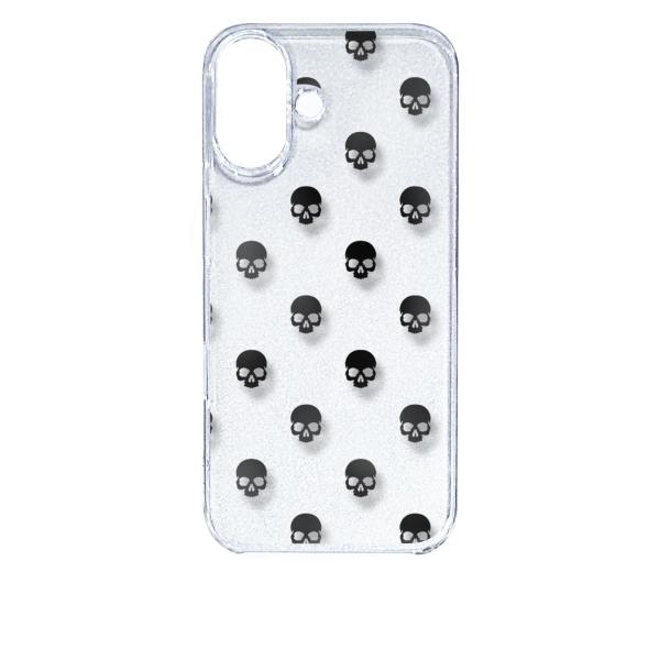 iPhone16 アイフォン16 クリア ハードケース スカル ドクロ 骸骨 ドット ブラック スマ...