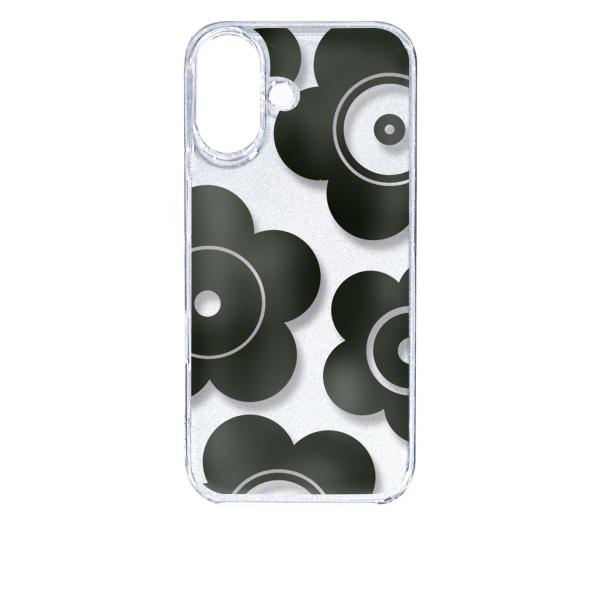 iPhone16 アイフォン16 クリア ハードケース t026-ブラック 花柄 マリメッコ風 スマ...