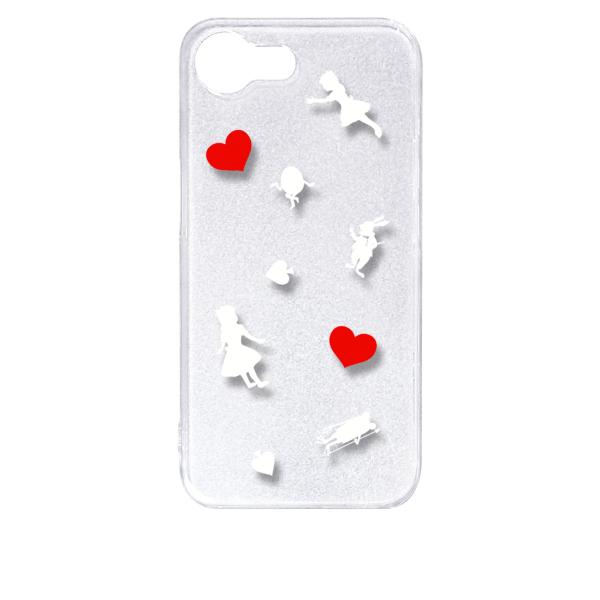 iPhone16e アイフォン16e クリア ハードケース アリス 不思議の国 ハート 小 （ホワイ...