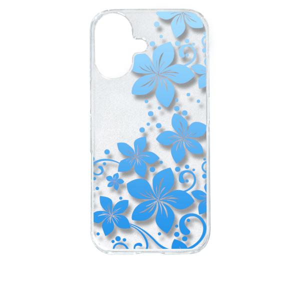 iPhone 17 アイフォン17 クリア ハードケース ハワイアンフラワー(ブルーグラデーション)...