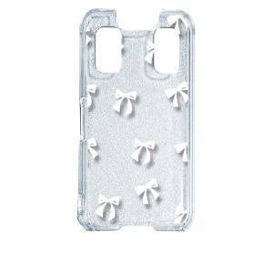 キッズケータイ KY-41C クリア ハードケース リボン(ホワイト) スマホ ケース スマートフォン カバー カスタム ジャ｜ss-link