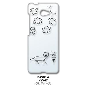 かんたんスマホ2 A001KC/BASIO4 KYV47 au クリア ハードケース 猫 ネコ 落書き 花 スマホ ケース スマートフォン カバー カスタム ジャケ｜ss-link