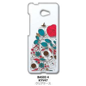 かんたんスマホ2 A001KC/BASIO4 KYV47 au クリア ハードケース ビンテージフラワー 薔薇 ローズ 花柄 スマホ ケース スマートフォン カバ