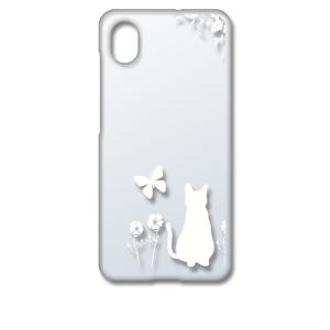 Galaxy A23 5G SC-56C SCG18 ギャラクシーA235G クリア ハードケース 猫 ネコ 花柄 a026 ホワイト スマホ ケース スマートフォン カバー カ