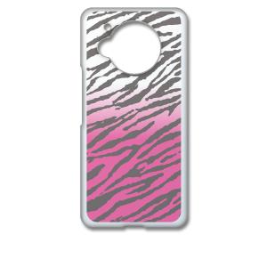 AQUOS R7 SH-52C アクオス クリア ハードケース ゼブラ柄（ピンクグラデーション）半透...
